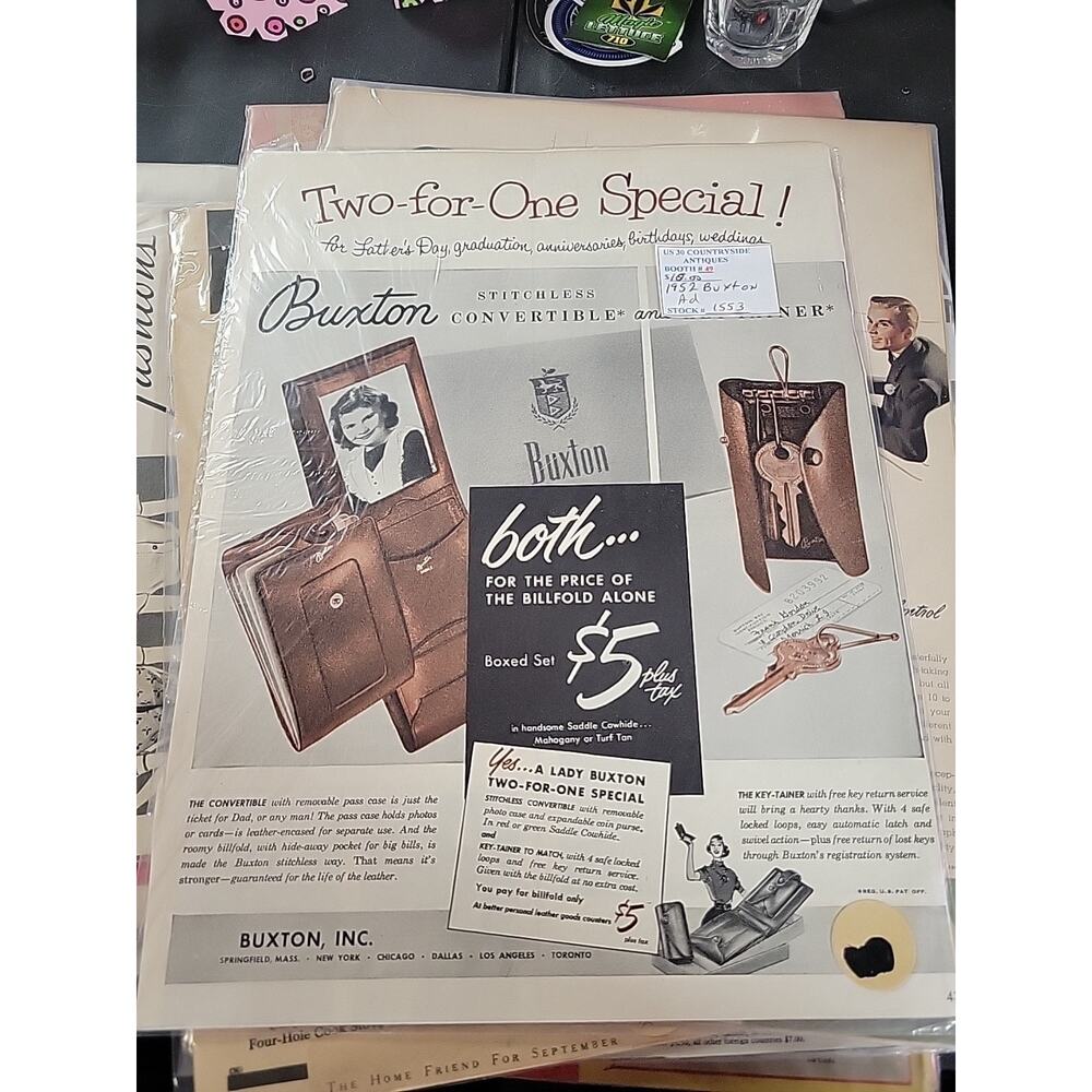 Buxton Magazine Ad 1952 Vtg
